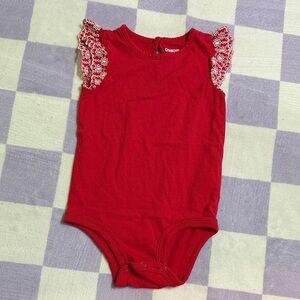 OshKosh B'gosh Red Bodysuit with Lace Sleeves